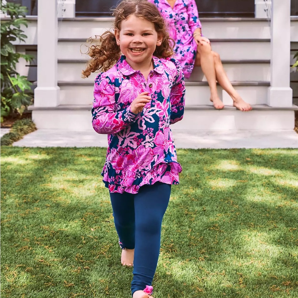 Lilly Pulitzer Floral Tunic & Leggings Set - Pink/Navy NWT
